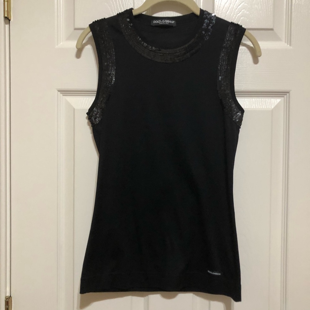 Dolce & Gabbana Embellished Black Tank Top